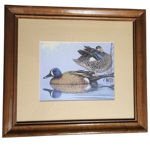 Duck Print Framed 1989 Maryland Migratory Waterfowl Stamp Signed  Mating Pair